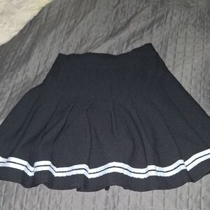 Chic Black Skater Skirt with White Stripes